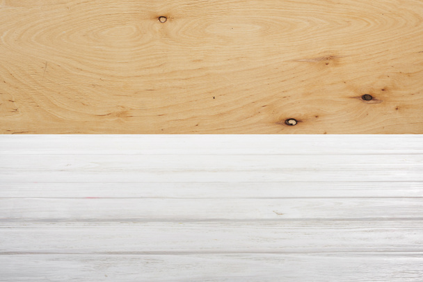 template of white wooden floor with plywood on background - Fotoğraf, Görsel