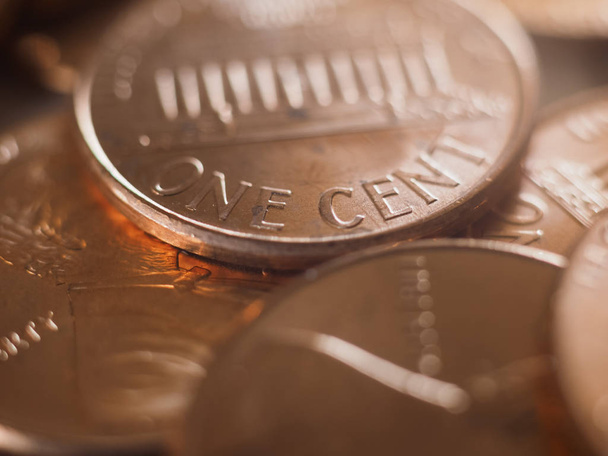 1セント硬貨（米ドル） 、通貨、選択的焦点 - 写真・画像