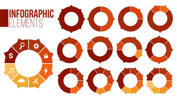 Set of circle chart infographic templates with1-8 options for presentations, advertising, layouts, annual reports. Vector illustration isolated on white background. - Vector, Image