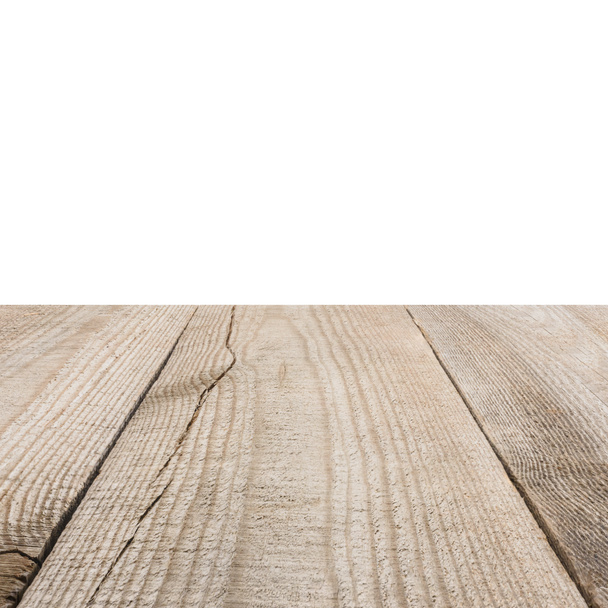 surface of beige wooden planks with white background - Φωτογραφία, εικόνα