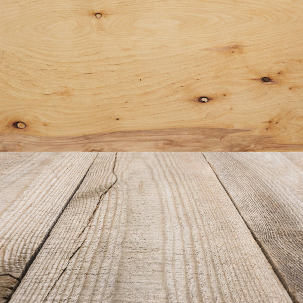 surface of beige wooden planks with plywood background - Фото, изображение