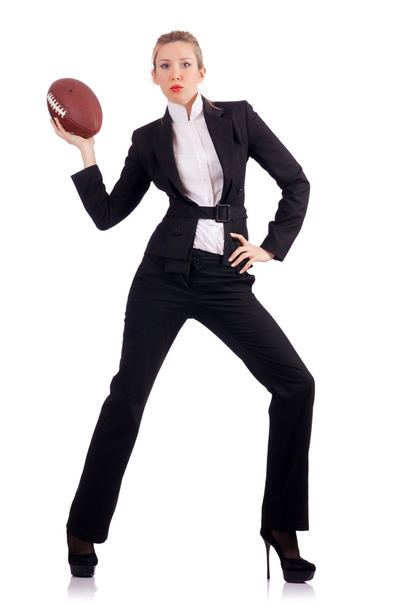 Mujer mujer de negocios con fútbol americano
 - Foto, Imagen