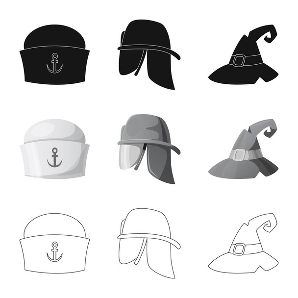 Isolated object of headgear and cap symbol. Set of headgear and headwear stock vector illustration. - Vektör, Görsel