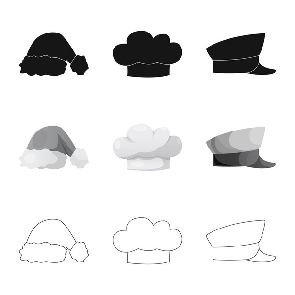 Vector illustration of headgear and cap icon. Set of headgear and headwear vector icon for stock. - Вектор, зображення