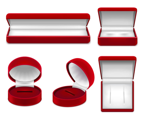 Realistische rode sieraden dozen Set - Vector, afbeelding