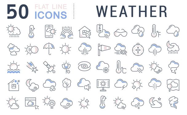 Vektor line ikonok az időjárás, a modern fogalmak, web és alkalmazások. - Vektor, kép