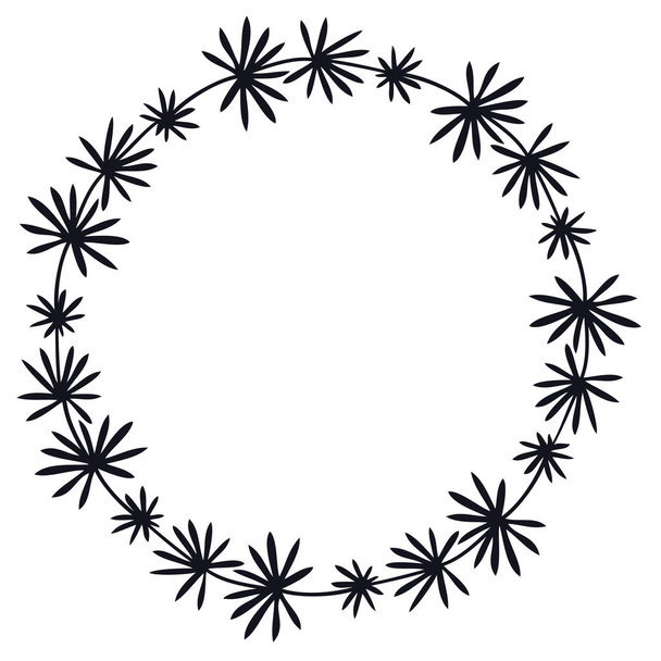 かわいい花フレーム ブラック シルエット - ベクター画像