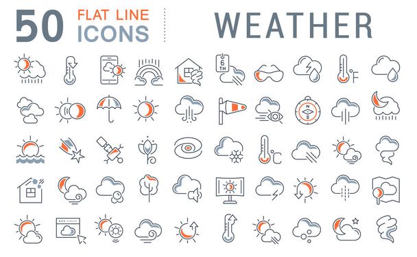 Набор векторных иконок погоды для современных концепций, веб и приложений
. - Вектор,изображение