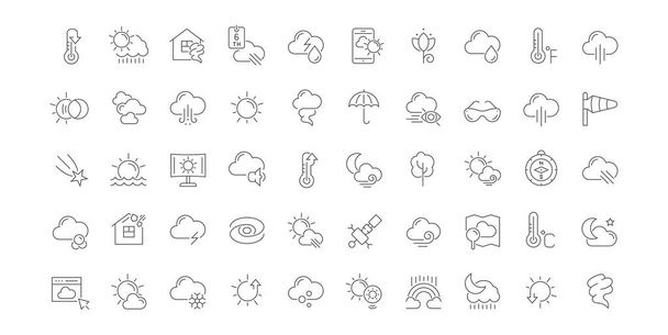 Set von Vektorzeilensymbolen des Wetters für moderne Konzepte, Web und Apps. - Vektor, Bild