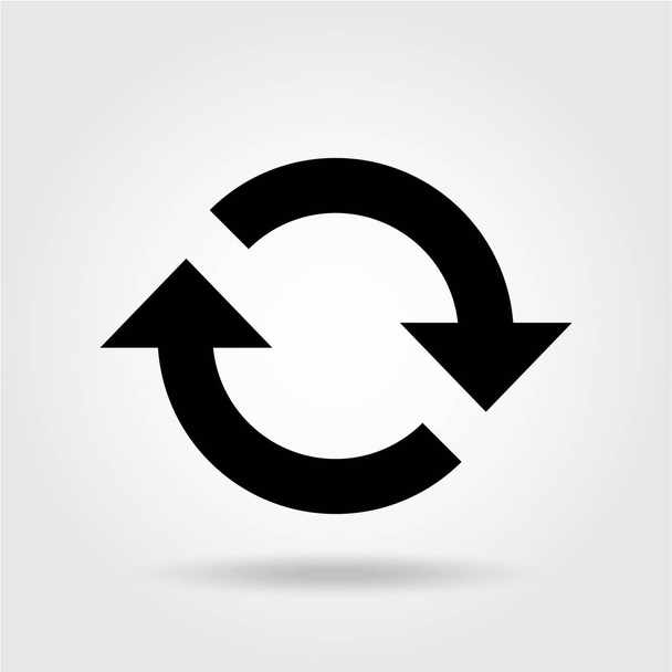 Lapos ikon a ciklikus forgás, újrahasznosítás ismétlődés, megújítása. Fekete-fehér szimbólum hurok mozgalom.  - Vektor, kép