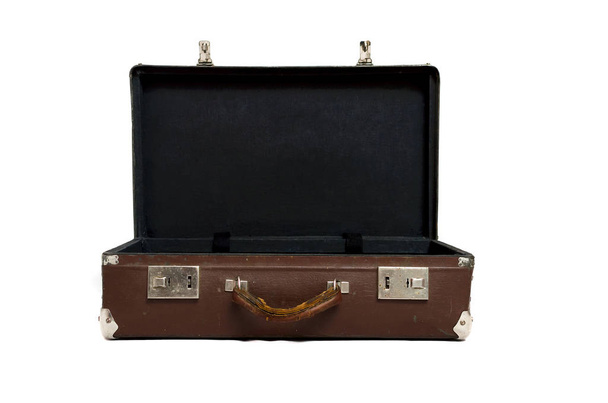 Retro suitcase isolated on the white background. - Фото, изображение