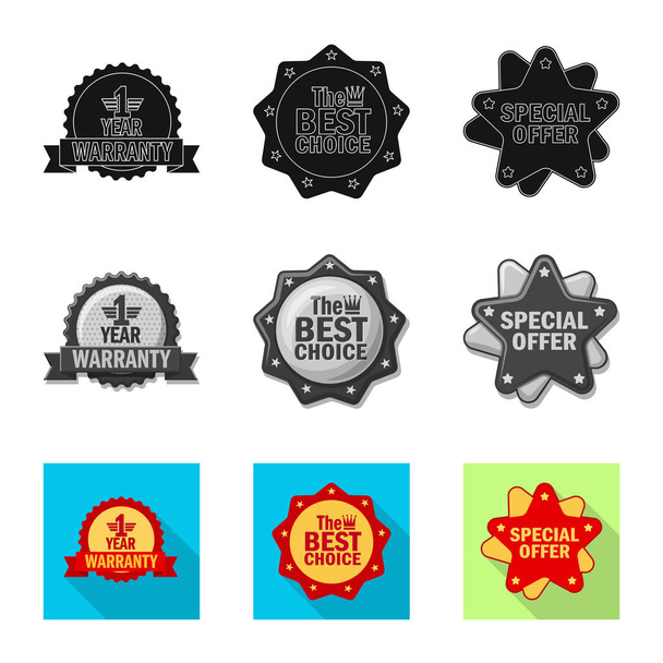 Vector design of emblem and badge icon. Collection of emblem and sticker vector icon for stock. - ベクター画像