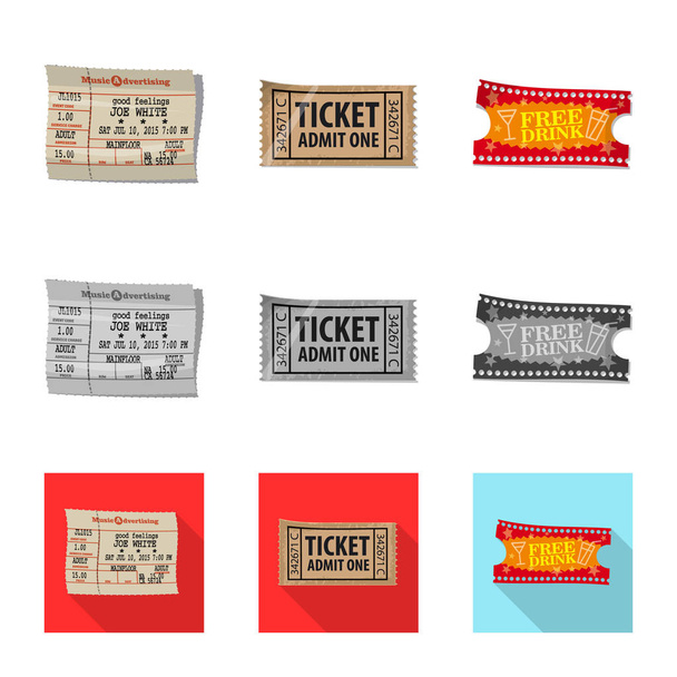 Vector design of ticket and admission icon. Collection of ticket and event stock vector illustration. - ベクター画像