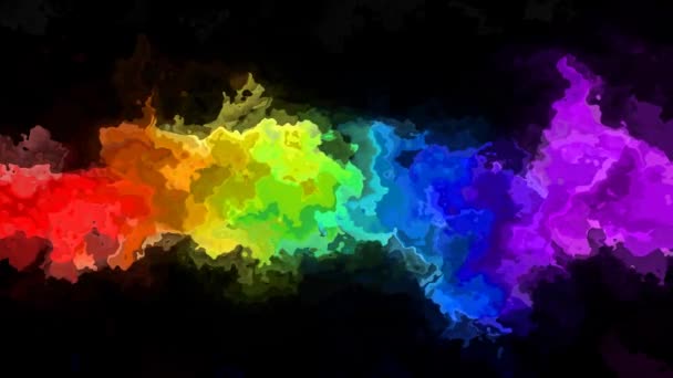 abstraktes animiertes gefärbtes Hintergrundvideo mit nahtloser Endlosschleife - Aquarell-Klecks-Effekt - leuchtendes Neon-Regenbogen-Farbspektrum - magenta, rosa, rot, orange, gelb, grün, blau, violett, lila - Filmmaterial, Video