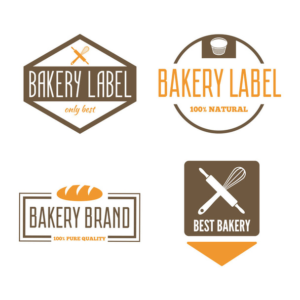 ベーカリーとパンのロゴ、ラベル、バッジまたはデザイン要素のセット - ベクター画像