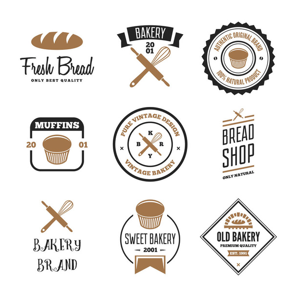 Set van bakkerij en brood logo's, labels, badges of ontwerpelementen - Vector, afbeelding