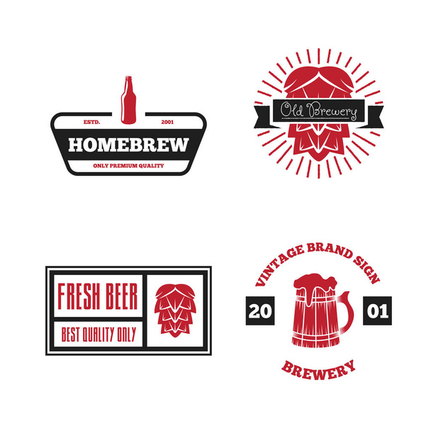ビール、お店、自家製、居酒屋、バー、カフェ、レストランのヴィンテージのロゴ、バッジ、エンブレムやロゴの要素のセット - ベクター画像