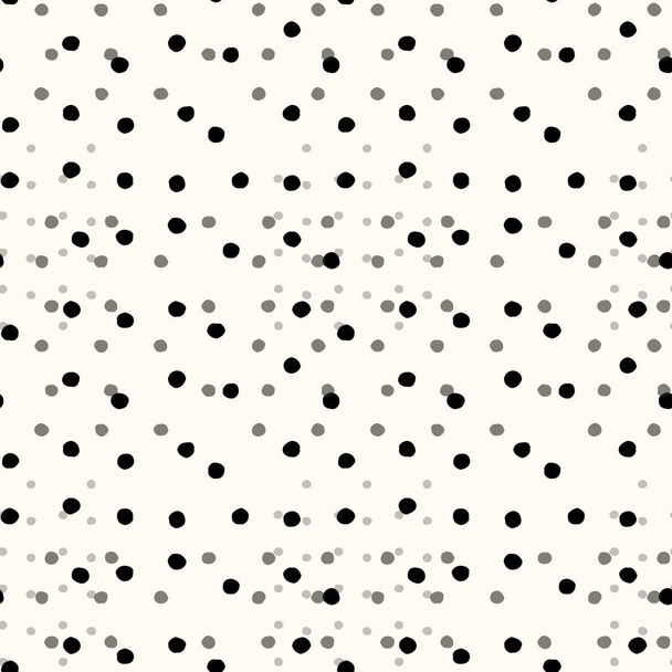 Vector illustration of seamless black dot pattern with different grunge effect rounded spots isolated on white background eps10 - Vector, Image
