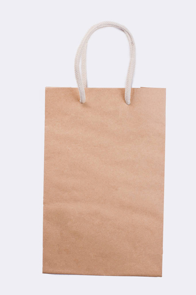 Kraft paper bag isolated on white background. - Photo, Image