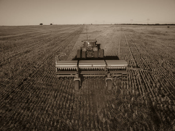 Přímé setí, zemědělské stroje, v La Pampa, Patagonie - Fotografie, Obrázek