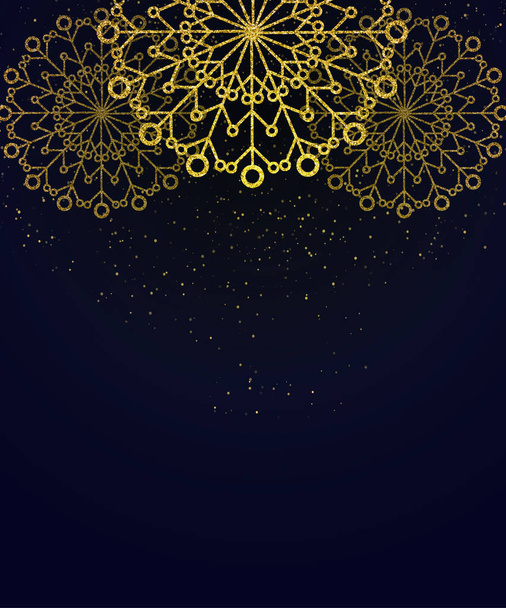 Christmas background with shining gold snowflakes. Vector illustration - Вектор,изображение