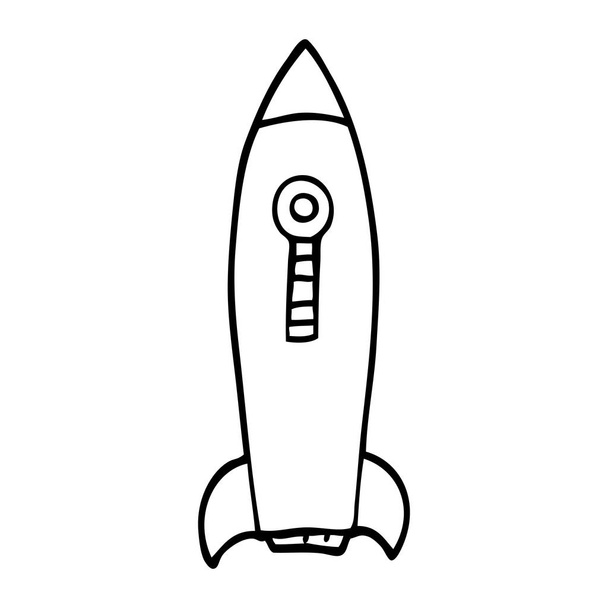 line drawing cartoon space rocket - Vector, Image