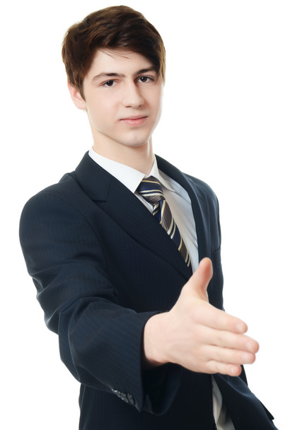 The businessman in business suit stretches hand - Foto, immagini