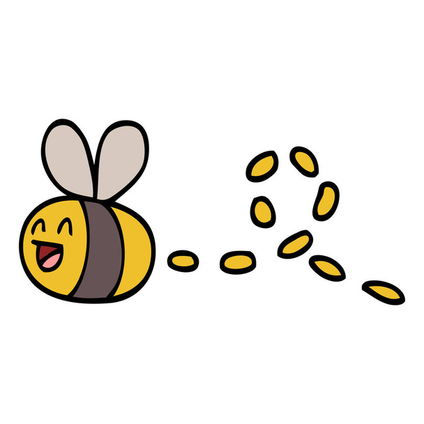 hand drawn doodle style cartoon buzzing bee - Vector, Image