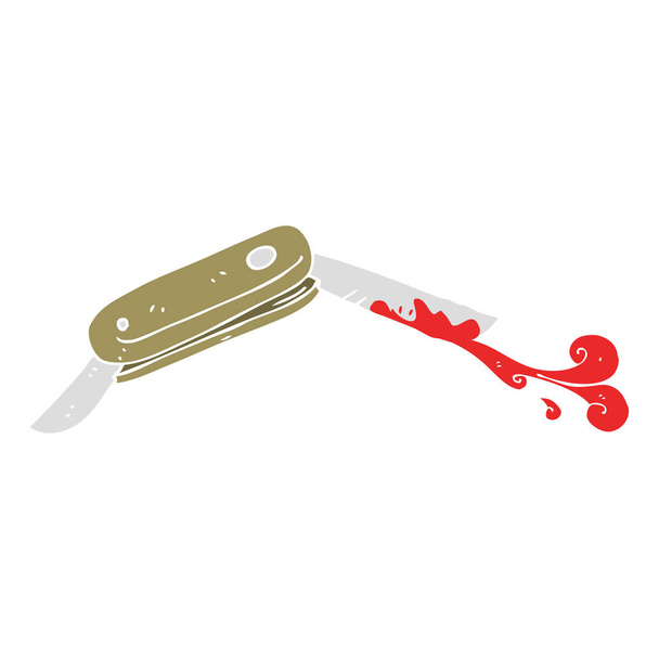 流血折りたたみナイフのフラット カラー イラスト - ベクター画像