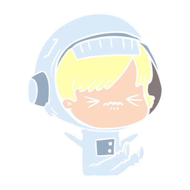Мультфильм в стиле плоского цвета о космической девушке, бросающей тоску
 - Вектор,изображение
