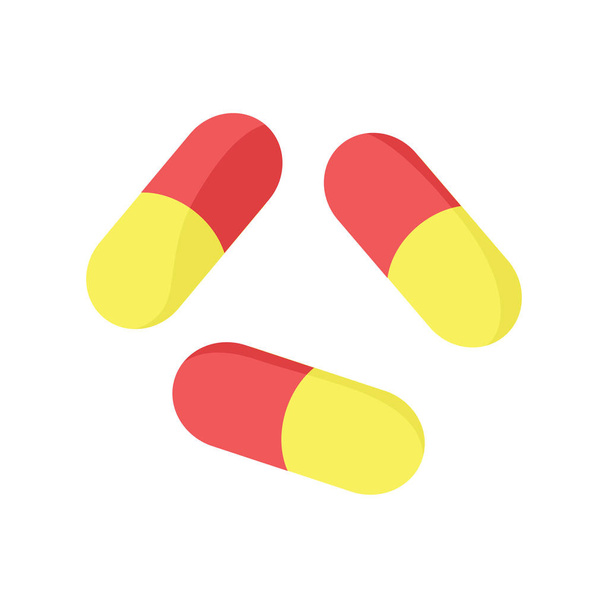 Flachfarbige Abbildung einiger medizinischer Pillen - Vektor, Bild