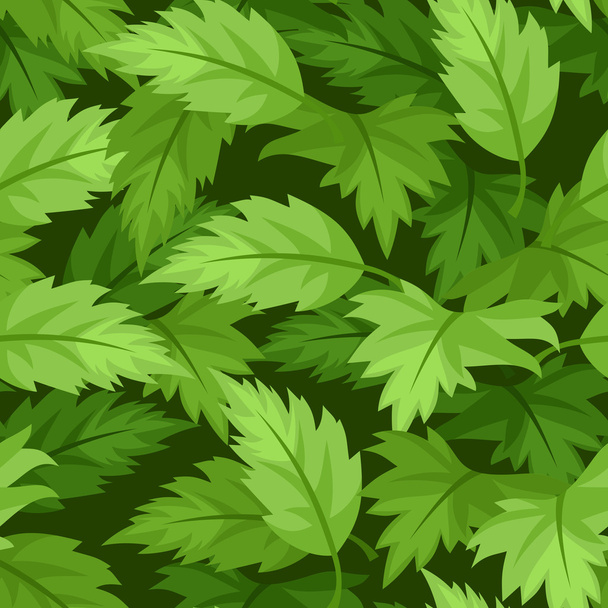 Seamless background with green leaves. Vector illustration. - Vecteur, image