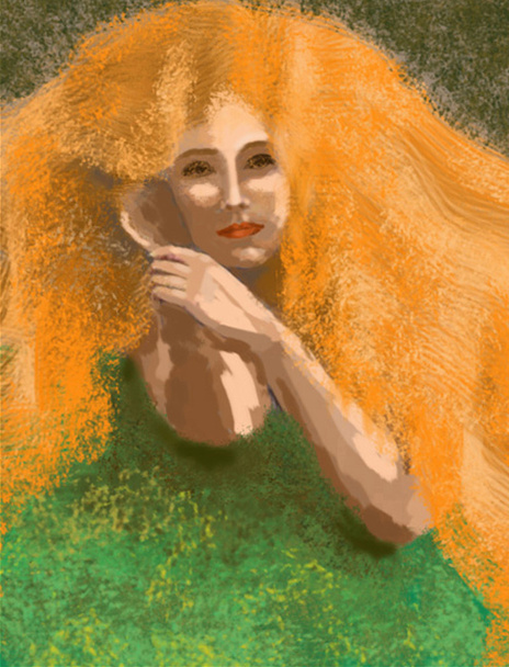 Kobieta z długimi czerwonymi włosami - Zdjęcie, obraz