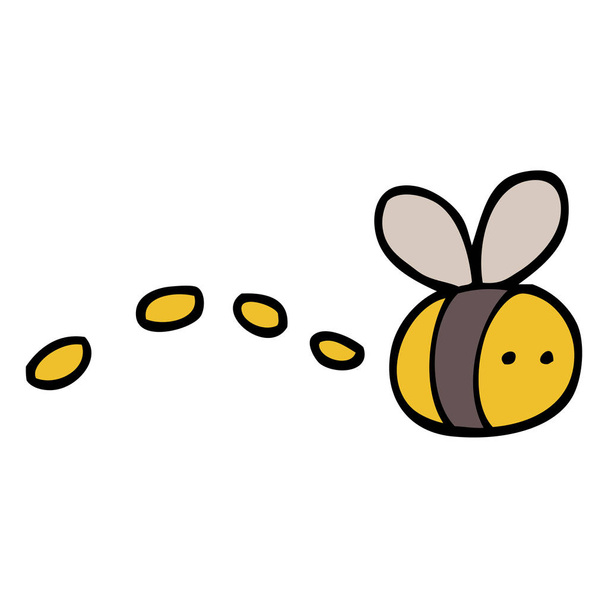 hand drawn doodle style cartoon buzzing bee - Vector, Image