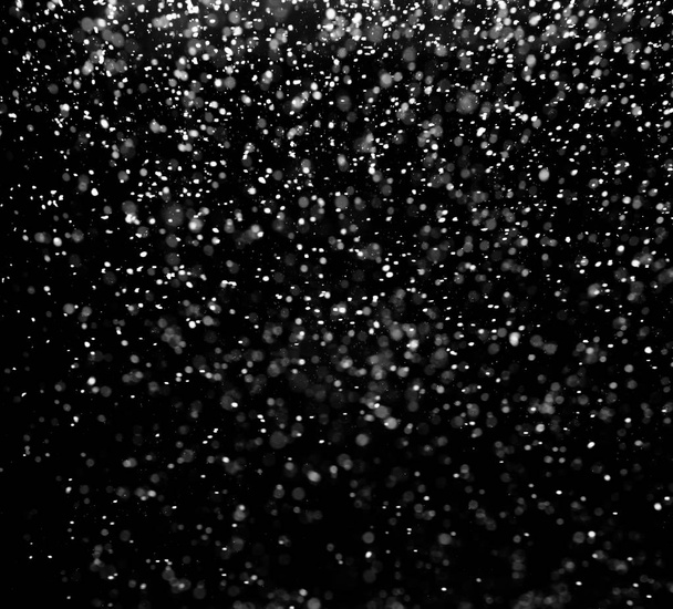 Falling Snow down On The Black Background. - Zdjęcie, obraz
