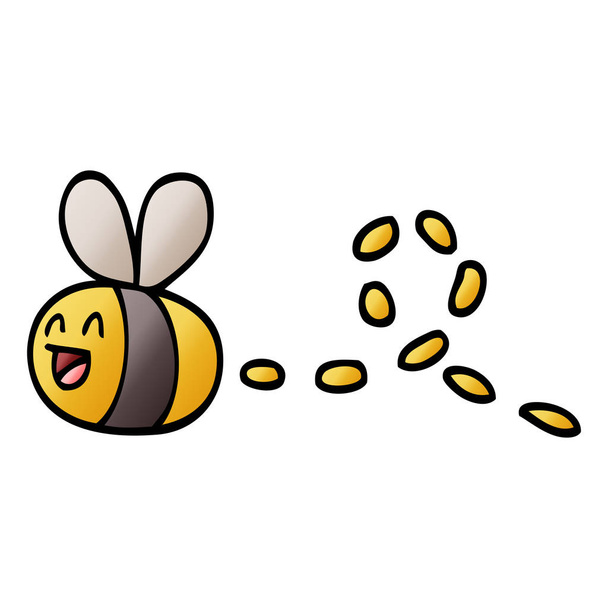 vector gradient illustration cartoon buzzing bee - Vector, Image