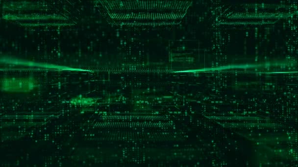 hallo-tech digitale Matrix-Teilchen und Gitter-Bewegung abstrakten Hintergrund - Filmmaterial, Video