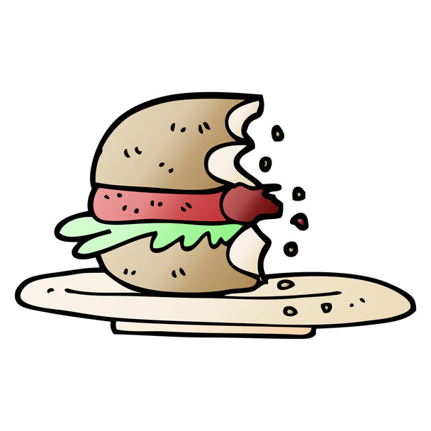 векторный градиент иллюстрации мультфильм наполовину съеденный бургер
 - Вектор,изображение