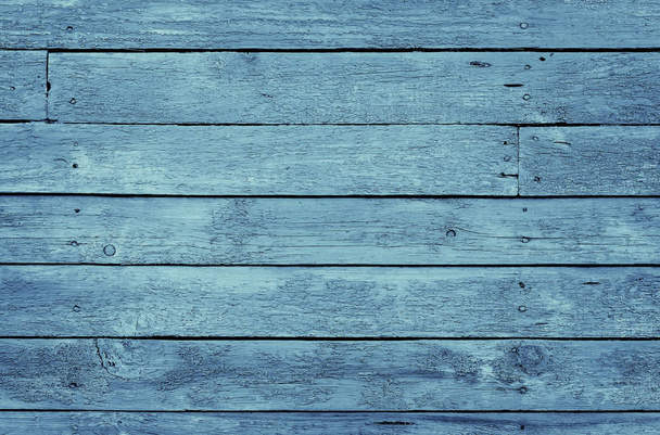 Old blue toned shabby wooden planks with cracked color paint - Valokuva, kuva