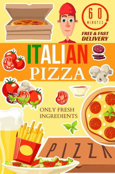 Pizza de cartel de Italia entrega servicio vector - Vector, imagen