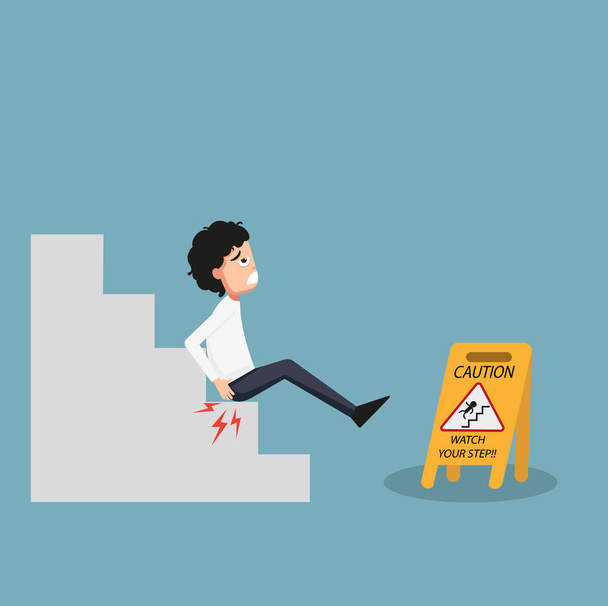 Illustration of isolated watch your step caution sign.Danger of slipping - Vector, Image