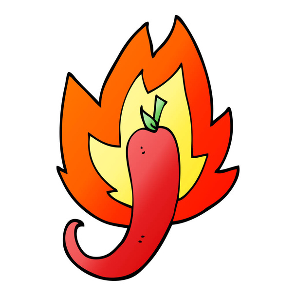 vector gradient illustration cartoon red hot chili - Vector, Image