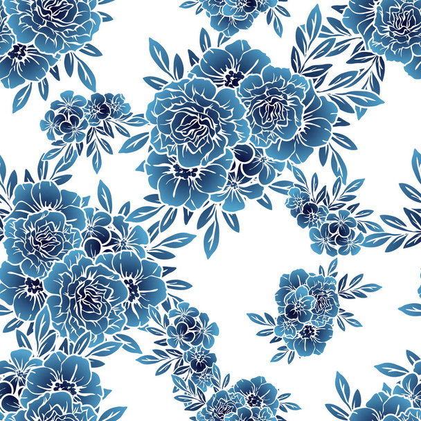 Seamless vintage style monochrome colored flower pattern. Floral elements. - Vector, imagen