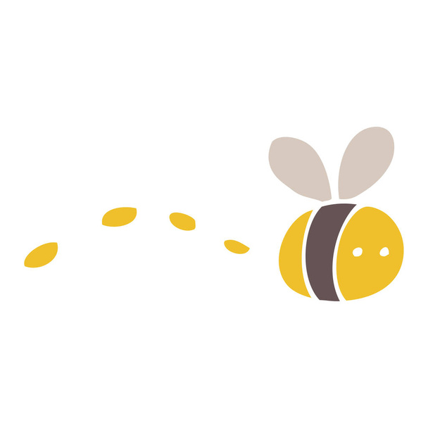 flat color illustration cartoon buzzing bee - Vector, Image