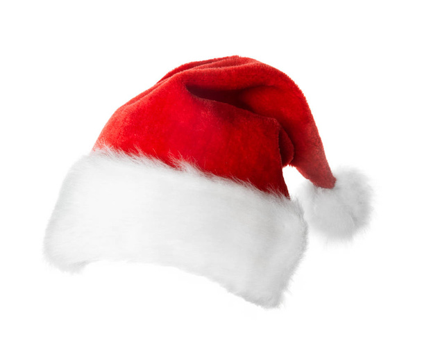 Sombrero rojo de Santa Claus aislado sobre fondo blanco - Foto, imagen
