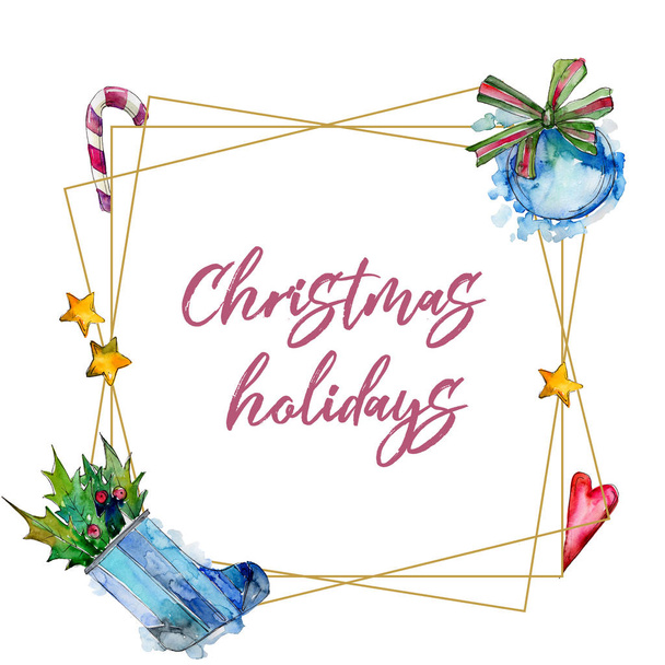 Christmas holidays handwriting monogram calligraphy. Symbol in a watercolor style. 2019 year, happy holidays. - Photo, Image