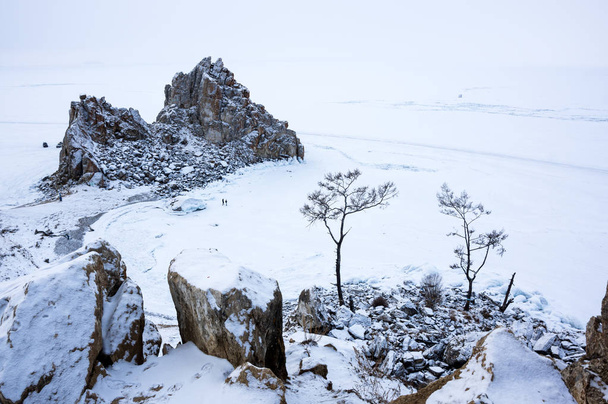 Cape Burkhan (Shaman Rock) on Olkhon Island at Baikal Lake, Siberia, Russia - Foto, imagen