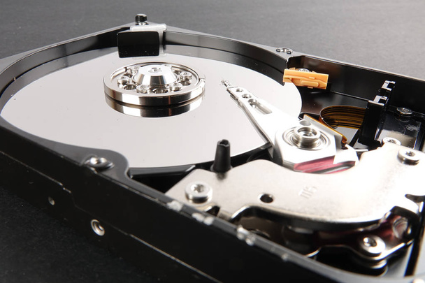 Hard disk drive (HDD) isolated on black background - Photo, Image