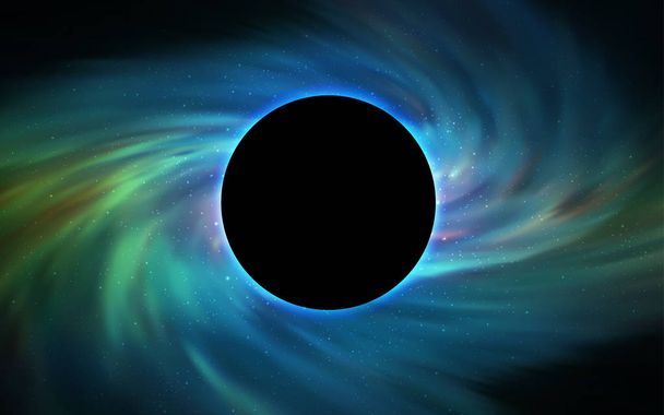 Light Blue, Green vector template with a black hole, space. Colorful black hole with shining night sky stars. Backdrop for ads, leaflets of Black Friday. - Vector, Image