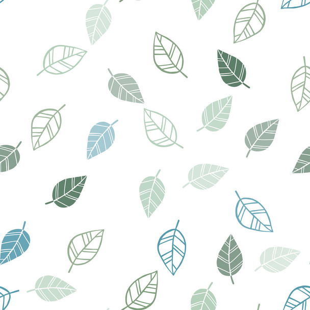 Light Blue, Green vector seamless elegant template with leaves. Blurred decorative design in Indian style with leaves. Design for textile, fabric, wallpapers. - Vector, Image